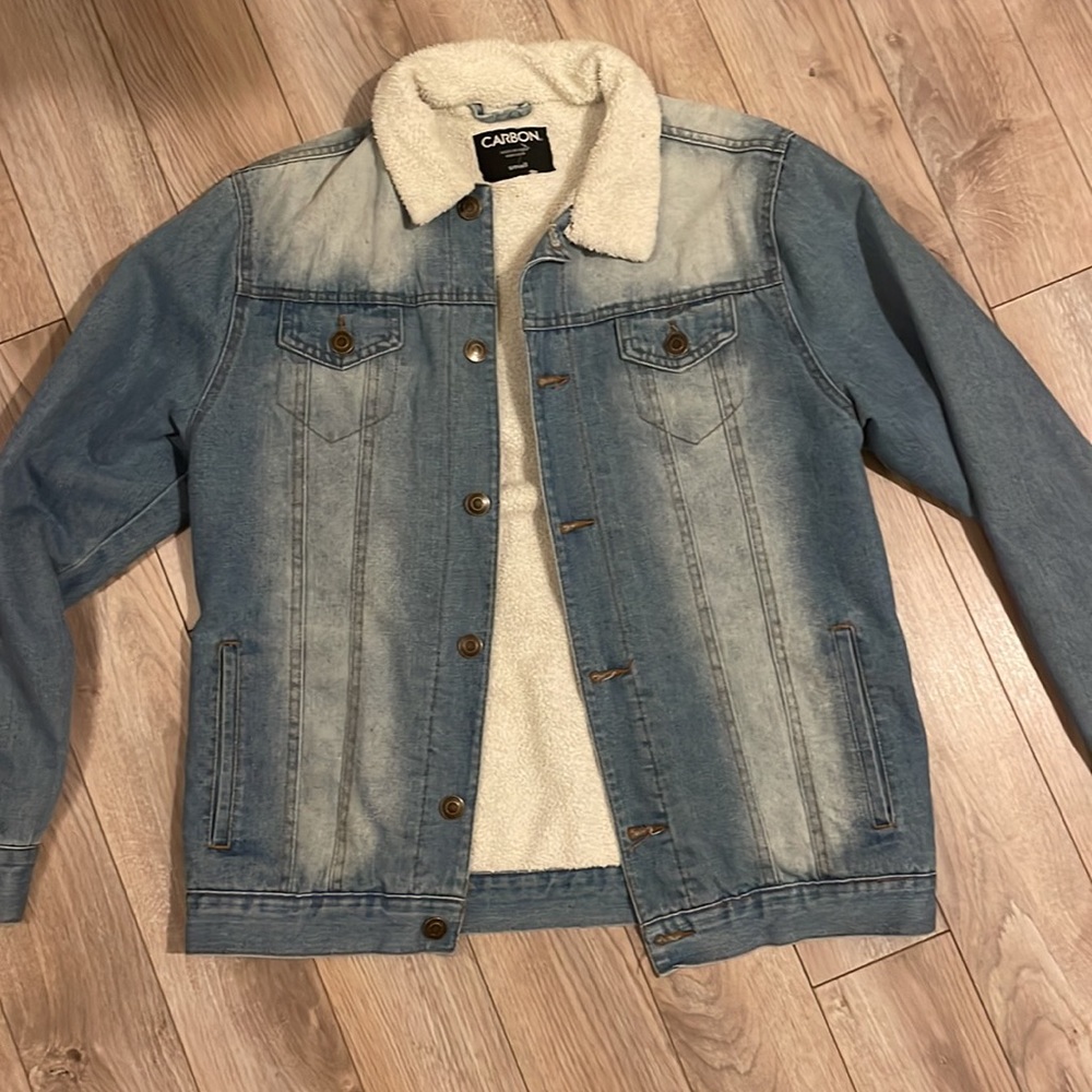 Fur jean jacket.